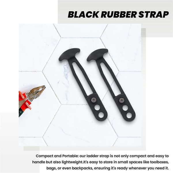 2-pack Boat Telescopic Ladder Rubber Band Boarding Fixed Latch Belt Adjustable 3-hole for Pontoon B Black