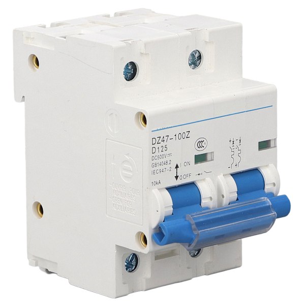 DC-afbryder med 10KA brydekapacitet, 36mm DIN-skinne - Miniatureafbryder DC500V 125A med overbelastningsbeskyttelse