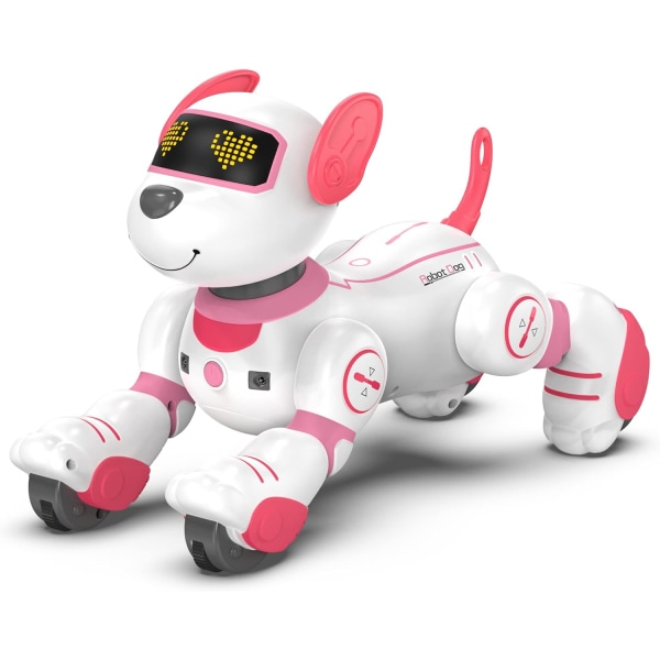 Fjernbetjening robothundelegetøj til børn, programmerbar robothvalp, smart interaktiv stuntrobothundelegetøj til børn 3-8 års gave (ROSA)