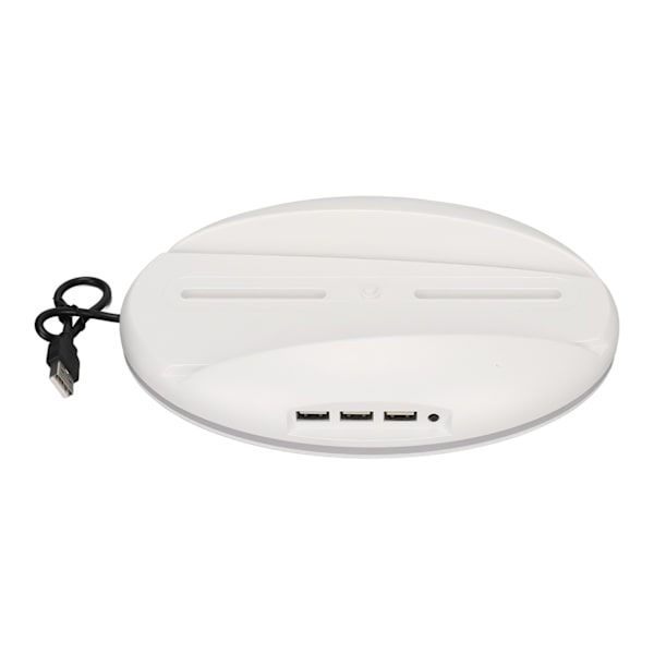 LED-stativ för PS5, elegant plug-and-play-dockningsstation med 3 USB2.0-portar, färgglada lampor, vit