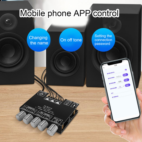 Digital ljudförstärkarm modul 2.1 kanaler DC 12‑24V Bluetooth förstärkarkort för butik hemmabiohögtalare