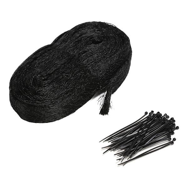 Fuglenet med 50 stk. Kabelbinder Nylon Have Net Anti Fugl Mesh Plante Skadedyr Net til Grøntsager Frugt Sort