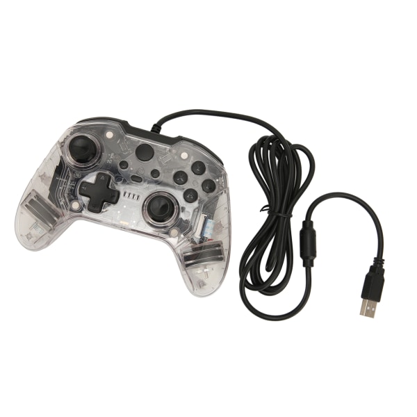 Kablet Game Controller med Dobbelt Vibration, RGB Transparent Skall, Gamepad Joystick til Xbox PC Hvid