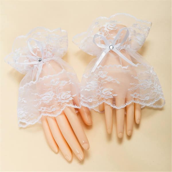 Modificerbare Fleksible Trim Armkapper Halloween Fest Tilføjelse Tynde Polyamid Kostumehandsker Hvid White