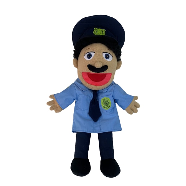 (55 cm politimand) Tegnefilm Sjov dreng med åben mund Hånddukke Forælder-barn Interaktiv karakter