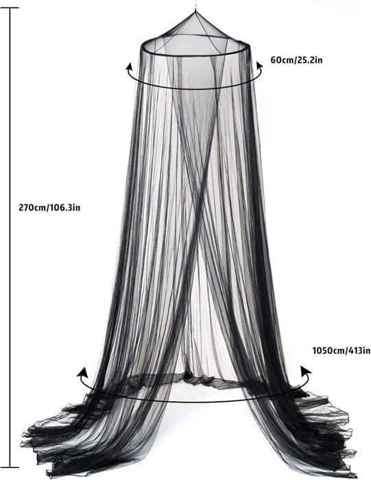 Black Dome Mosquito Net for Double Bed, Foldable Mosquito Net, Mold Resistant, Suitable for Camping, Home, Garden
