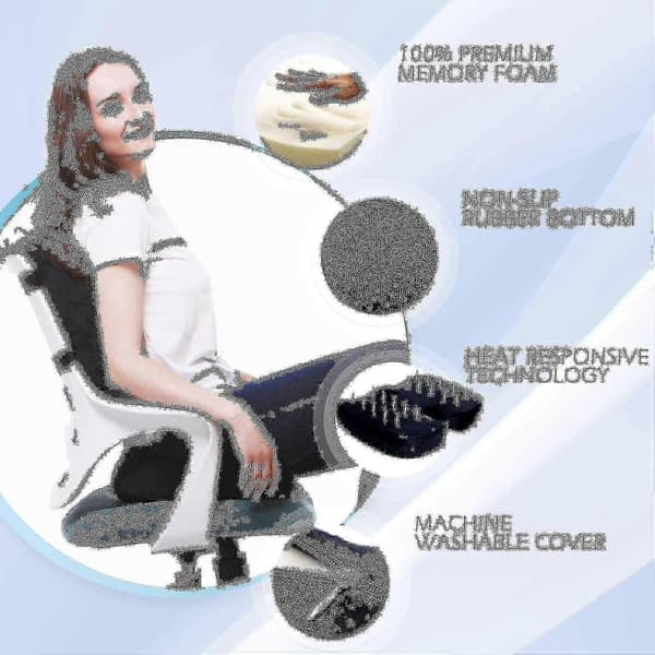 Orthopedic seat cushion with back and lumbar support compatible with office chairs
