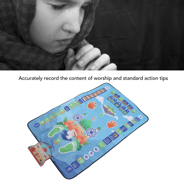 Musiikin interaktiivinen rukousmatto 36 moodia säädettävä elektroninen muslimien interaktiivinen rukousmatto lapsille Sininen