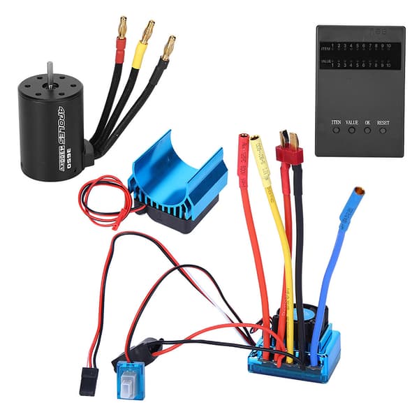 3650 Motor 4300Kv Brushless ESC Køleplade Programkort Sæt til 1/10 RC Bil (60A)