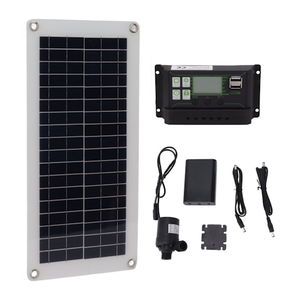 Solpanel Kit Polykristallin 100A Styrenhet 10W 18V Solladdningspanel med Batterilåda Pump för Bilcamping