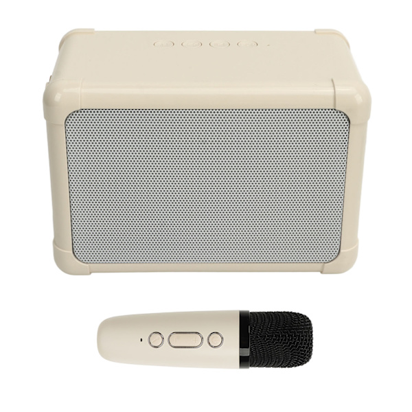 Karaokelaitte Mini BT-kaiutin Langaton Mikrofoni LED-valo 6 Äänitehostetta Suuri Kapasiteetti Akun Karaoke-soitin Beige
