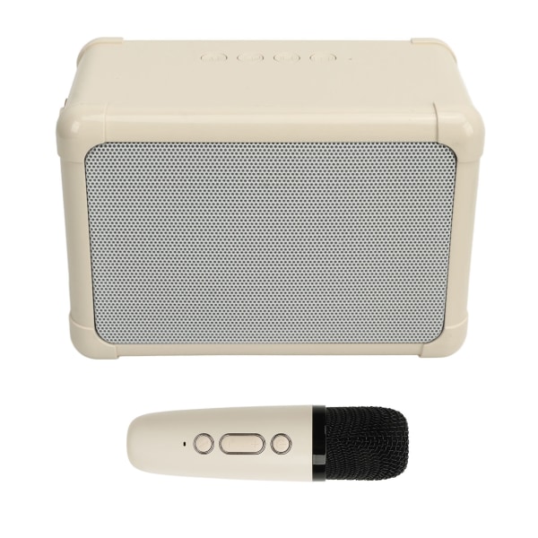 Karaokemaskin Mini BT-högtalare Trådlös mikrofon LED-ljus 6 ljudeffekter Batteri med stor kapacitet Karaokespelare Beige