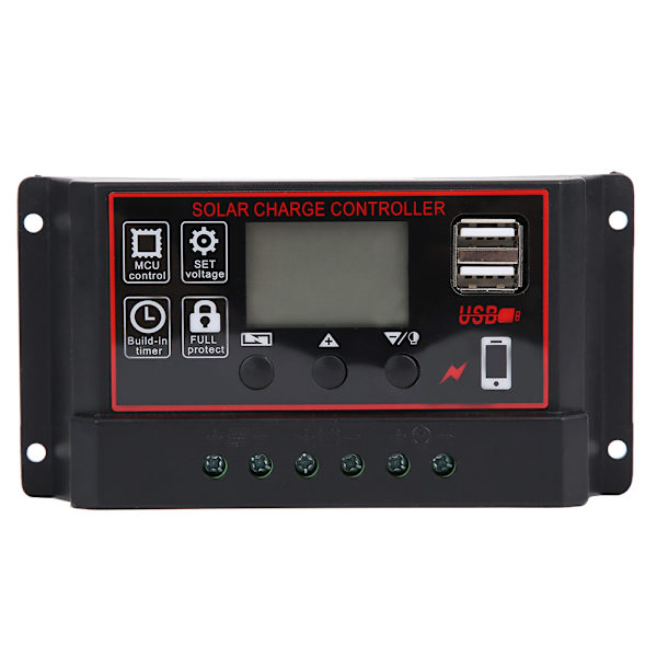 Solar Charge Controller USB 5V Digital Display Fotovoltaisk Regulator