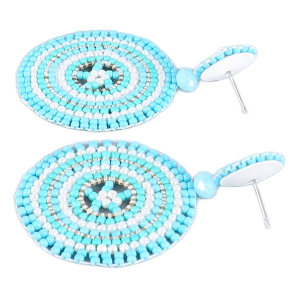1 par frøperleøreringer i retro etnisk stil Lett håndverksirkel Fargefaste perleredråperedobber for jenter Kvinner Blå Fargerik