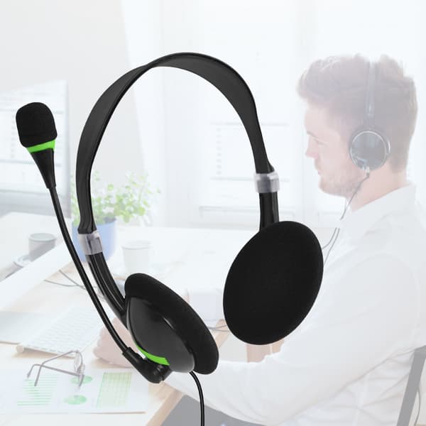 USB Headset med mikrofon, støjreducerende til erhverv, callcenter, kontor, computer