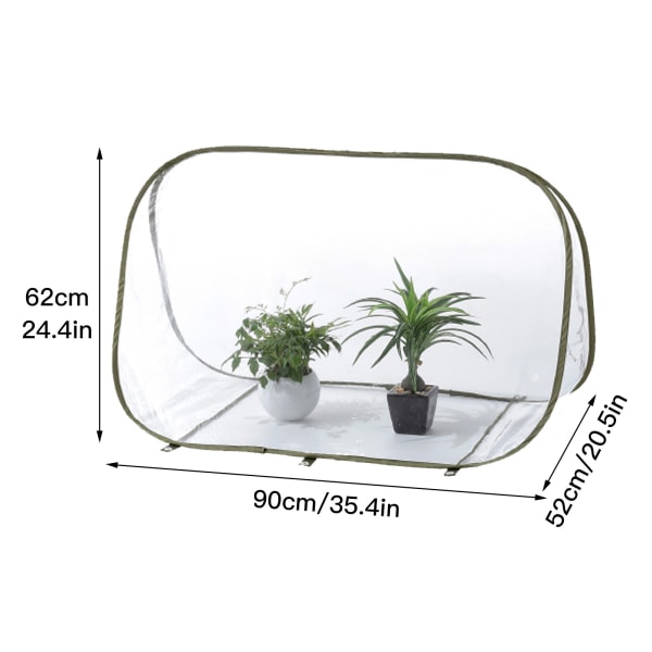 Foldbart isoleret minidrivhus trekantet gennemsigtigt lystransmitterende termisk isoleringsdæksel (åben størrelse: 90*62*52 cm, foldet størrelse: 35*35*4 cm)