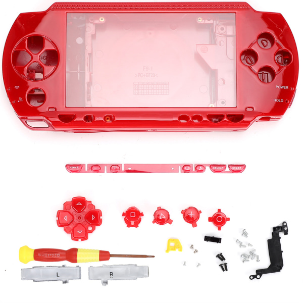 Erstatnings ABS-materiale vertsspillkonsollskall med skrutrekker for PSP1000-konsoll rød