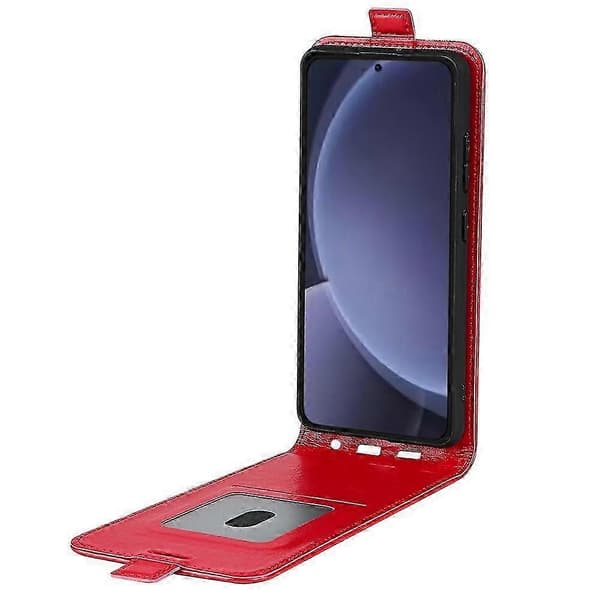 R64 Textur Vertikalt Flip Läder Telefonfodral Red