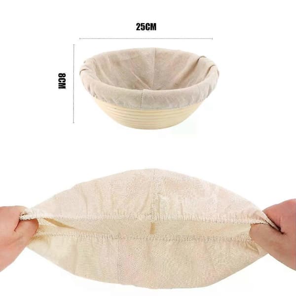 2x Bagarlinne - 25 cm Linnehandduk för Brödbakning med Degskrapa, - Bagarlinne för Jäskorgar - Degduk - Brödkorgsfoder