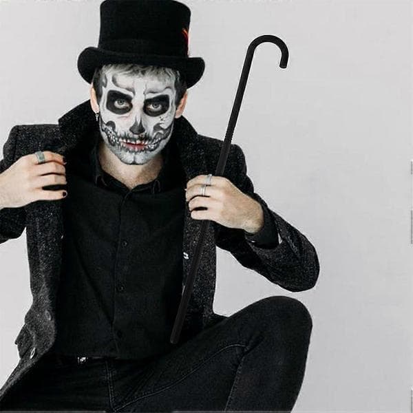 Sort plastikstok til cosplay, perfekt til Halloweenfest og børnefødselsdage, let og bærbar, 3 dele