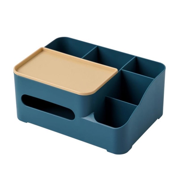 Blå 25x18x11 cm kosmetisk vævsboks Multifunktionel vævsboks vævsopbevaringsboks Rektangulær vævsholder til hjemme- og kontorvæv og pen