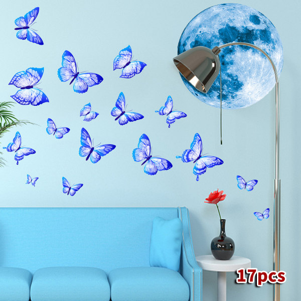 3 stk Veggklistremerker Lysende sommerfugler Veggklistremerker Veggdekor for soverom Stue Vegg-TV
