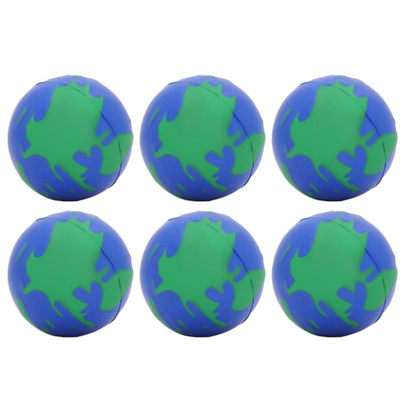 12 stk. Globe Blød Stressbold 63 mm Klembar PU Jordklodebold til Børn Voksne