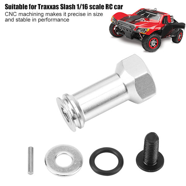 Laajennusliitin 24 mm pidempi yhdistinsovitin Traxxas Slash 1/16 RC-autolle (hopea)