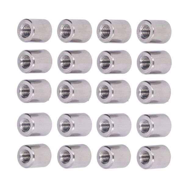 20-pack M6 Honmutter Runda Koppling - Cylindriska Kopplingmutter i 304 Rostfritt Stål