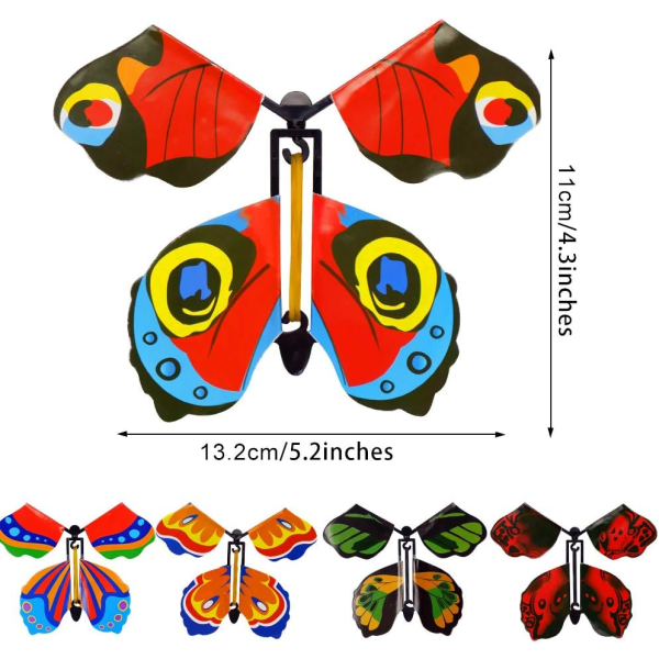 18 stk Magic Flying Fairy Butterfly Wind Up Elastic Powered Bu
