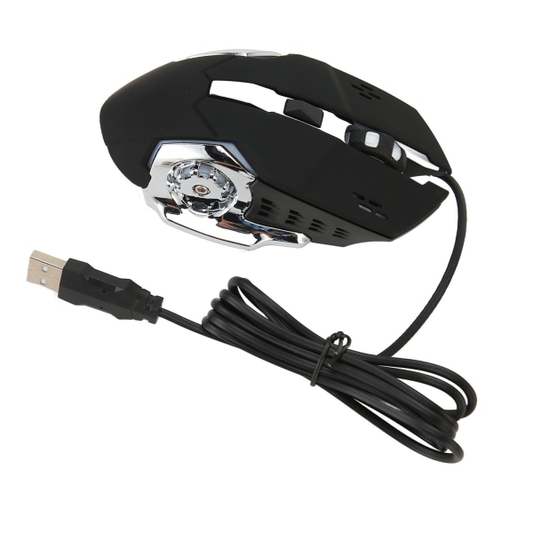 Trådbunden Spelmus med RGB-bakgrundsbelysning 4 Justerbara DPI Upp till 3600 Ergonomisk USB Optisk Datormus med 6 Knappar Svart Hörbar Mus