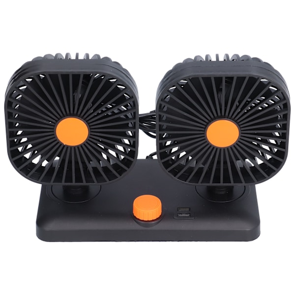 Bil Air Cooling Fan Dual Head USB Universal Cooling Device 360 Graders Justerbar Firkantet Lav Støj Bil Tilbehør