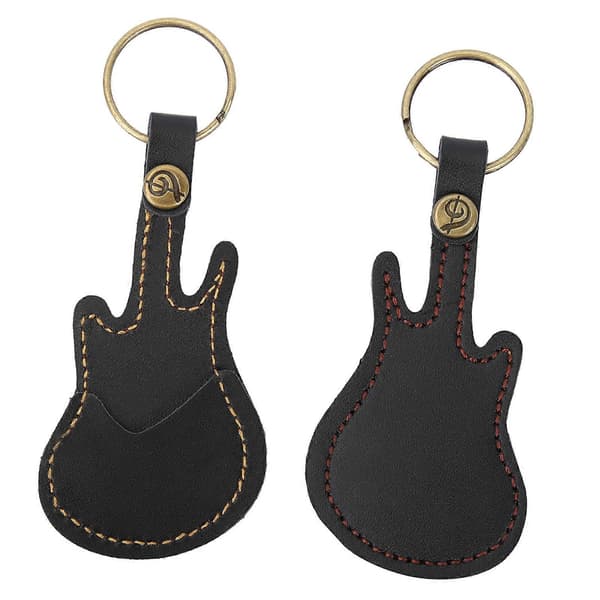 【02】Bärbar läder mässing gitarrplektrumväska hållare black