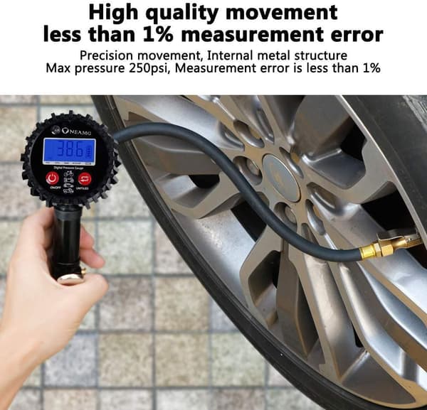 Digital däcktrycksmätare 250 PSI Hög noggrannhet Digital däck Pr