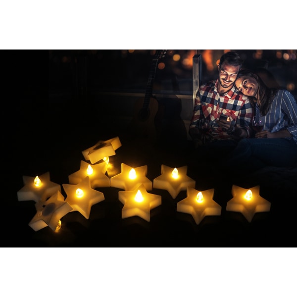 24 kappaletta vilkkuva Pentagram elektroninen kynttilän valosimulaatio LED elektroninen kynttilänvalo Joulujuhlien kynttilänvalo (keltainen valo)