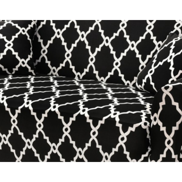 2-personers sofabetræk 150-185 cm Moderne sofabetræk med armlæn Universalt elastisk sofabetræk Beskyttelsesbetræk, sort gitter