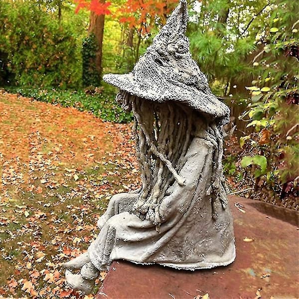 Witch Garden Lamp Halloween Decorations Witch Ghost Statue Solar Powered
