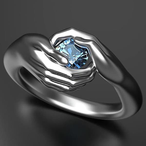 Glassten Par Kærlighedsringe Kærlige Hænder Romantisk Legering Finger Smykker til Bryllup Kærlighed 5