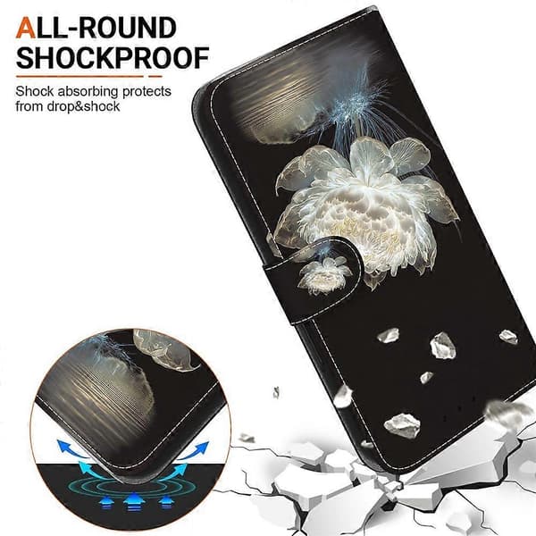 Compatible Wallet Case for Samsung Galaxy S25 FE, Anti-Drop Pattern Print Leather Flip Case with Strap Blue
