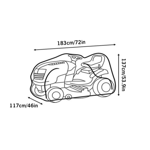 Udendørs plæneklipperbetræk Traktordæksel Rideplæneklipperbetræk med snøre og opbevaringstaske