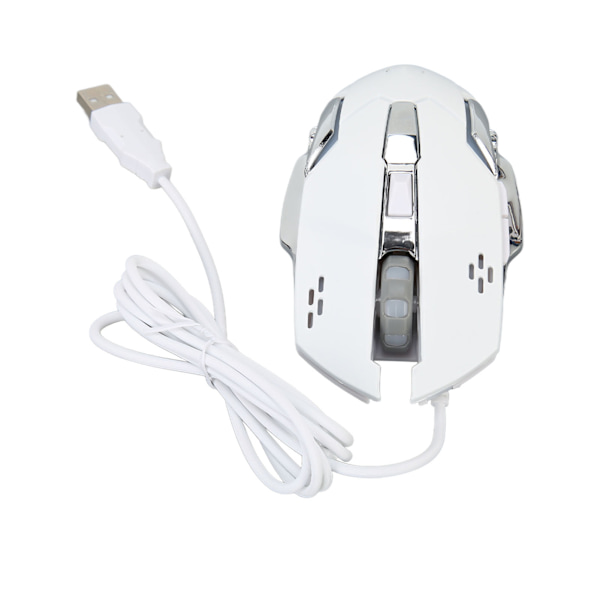Trådbunden Spelmus med RGB-bakgrundsbelysning 4 Justerbara DPI Upp till 3600 Ergonomisk USB Optisk Datormus med 6 Knappar Vit Hörbar Mus