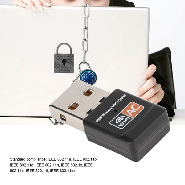 Dual Band 802.11AC 600Mbps USB WiFi -sovitin PCB-antennilla