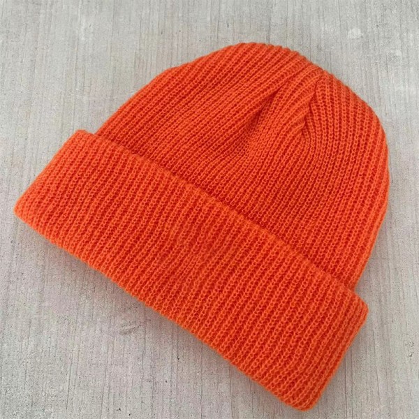 Vinterstrikket Rib Hat P Mønster Elastik Ensfarve Varm Akryl Fiber Cool Uld Hue til Skole Orange Fri Størrelse