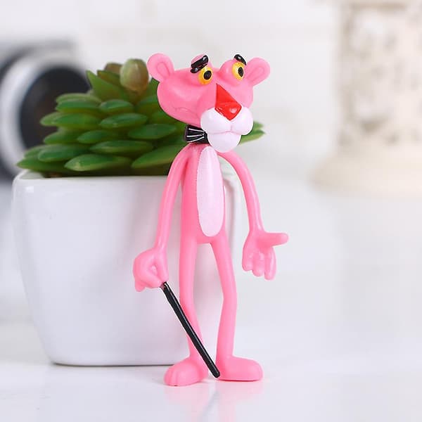 4-pack Action- & Leksaksfigurer Rosa Pantern Söt Dockmikrolandskapsdekoration Stygg Leopardmodell för Barnpresent