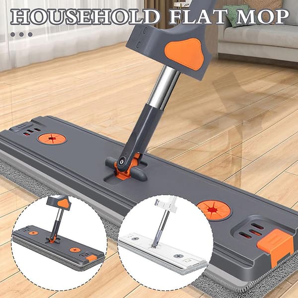 Universal flad gulvmoppe tør og våd mikrofibermoppe med selvudvrider til køkken Dark Grey 45cm
