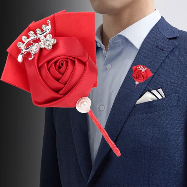 4 stk. Elegant Bryllups Corsage Broche Brudepige Kunstig Blomst Nål Tilbehør
