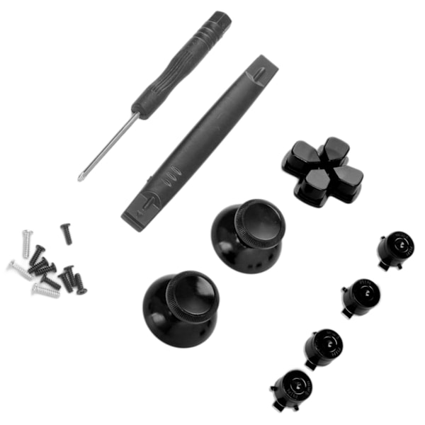Knappesett for utskifting av aluminiumlegering Dpad-knapper for PS5-kontrollertilbehør Svart