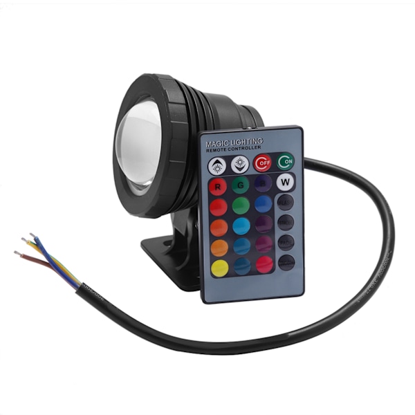 5W RGB Vanntett LED Bassenglys med Fjernkontroll (Svart) - Utendørs Hagelampe, 110-240V