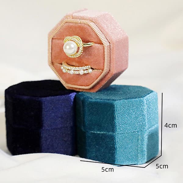 Mode åttakantig ringlåda Bärbar vigselringar Smyckesdisplaylåda för hemmet Light Blue Single ring