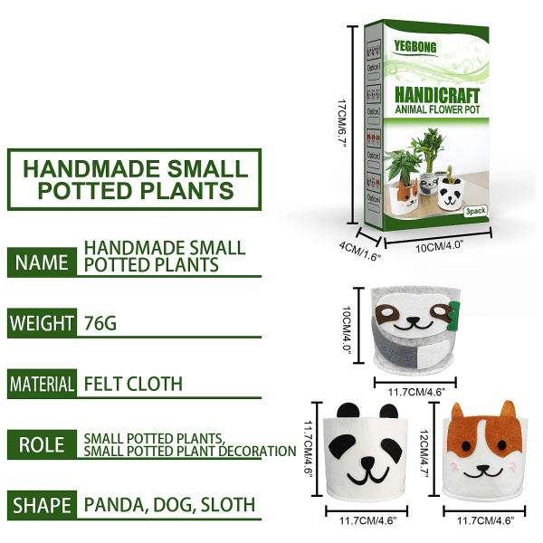 Håndlaget liten potteplante (stil 3-hund)